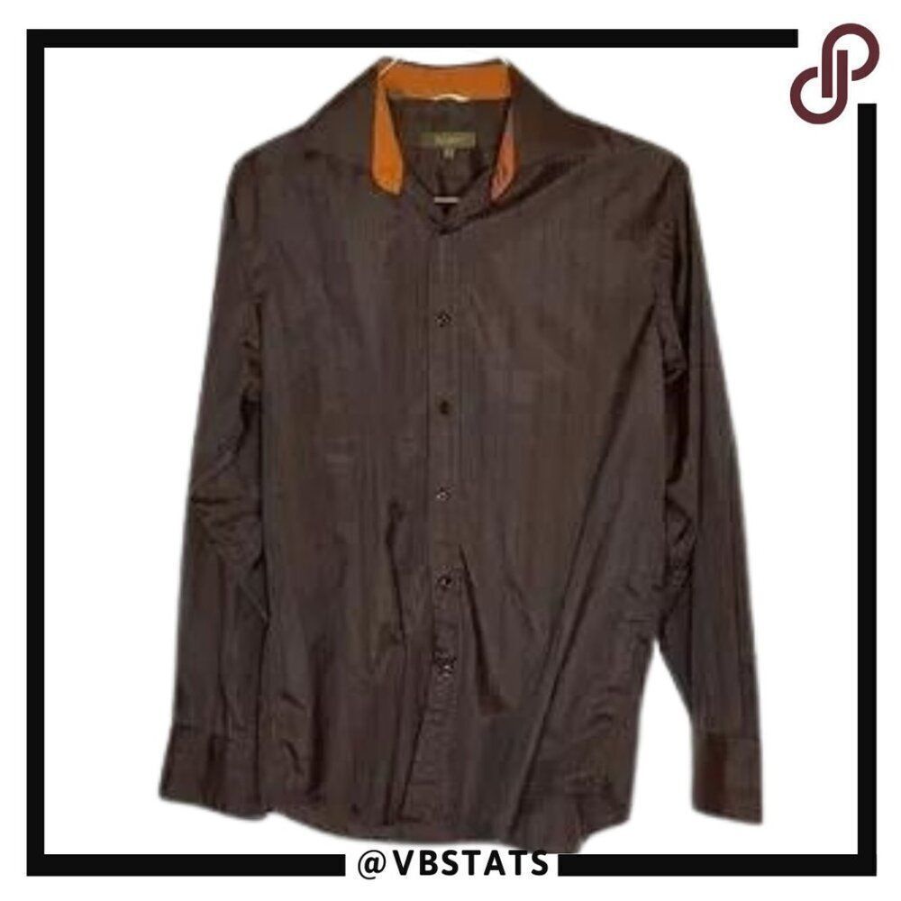 Roar Brown on Brown Long Sleeve Button Down Shirt in Size Medium